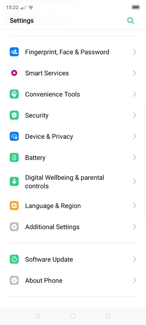 To activate your screen lock, go to the Settings menu and select Fingerprint, Face & Password