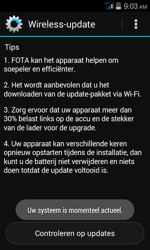 Als uw telefoon up-to-date is, zult u het volgende scherm zien.