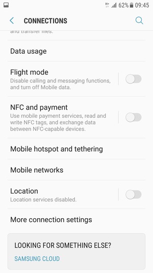 Scroll to and select Mobile networks