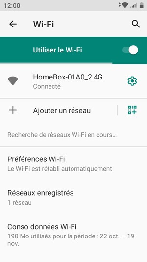 Vous êtes maintenant connecté au réseau Wi-Fi