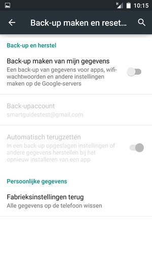 Schakel Back-up maken van mijn gegevens in