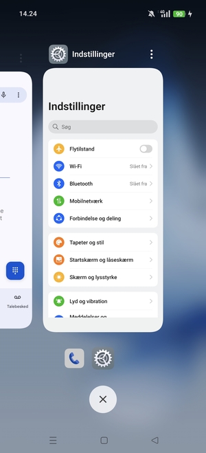 Vælg Slet-ikonet for at lukke alle åbne apps