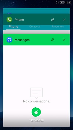 Select the Delete icon to close all running apps