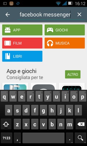Inserisci il nome dell'app e seleziona Ricerca