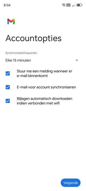 Selecteer Volgende