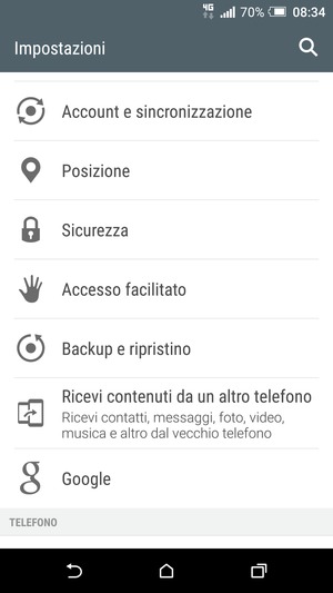 Scorri e seleziona Sicurezza