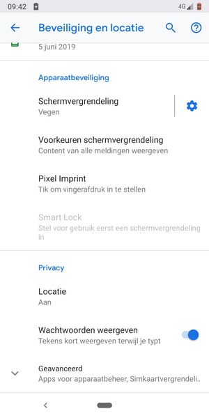 Scroll naar en selecteer Locatie