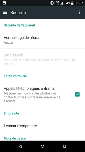 Sélectionnez Verrouillage de l'écran