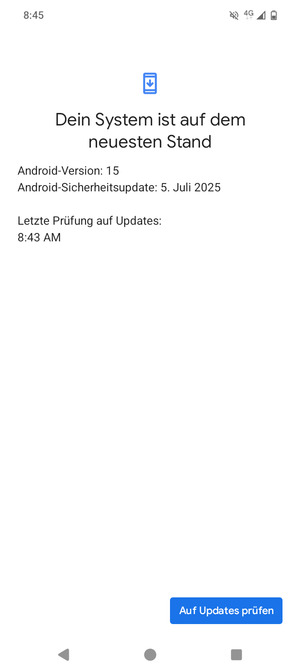 Falls Ihr Handy aktualisiert ist, wird Ihnen der folgende Bildschirm angezeigt