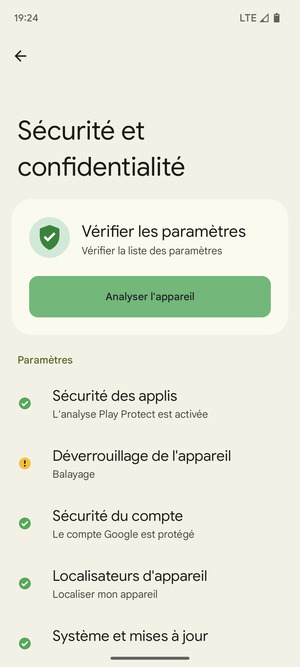 Pour activer votre écran de verrouillage, allez dans le menu Sécurité et confidentialité et sélectionnez Deverrouillage de l'appareil