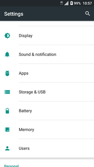 Scroll to and select Battery
