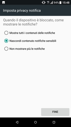Seleziona la tua opzione preferita e poi FINE