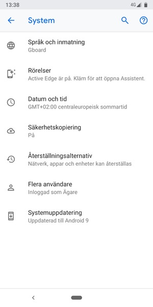 Välj Systemuppdatering