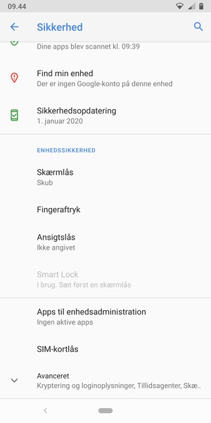 Scroll til og vælg SIM-kortlås