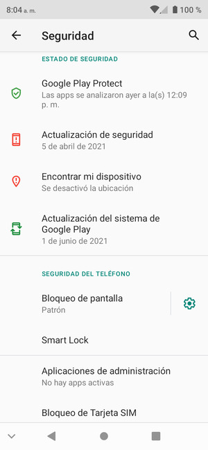 Para cambiar el PIN de la tarjeta SIM, desplácese y seleccione Bloqueo de  Tarjeta SIM