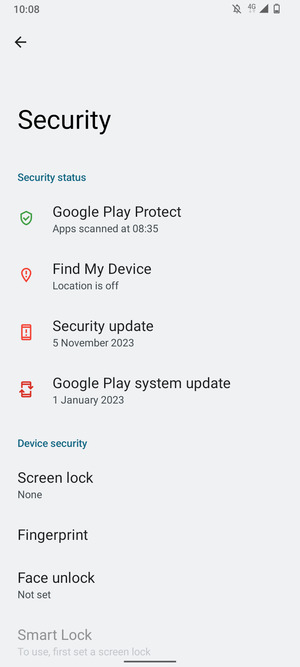 Select Screen lock