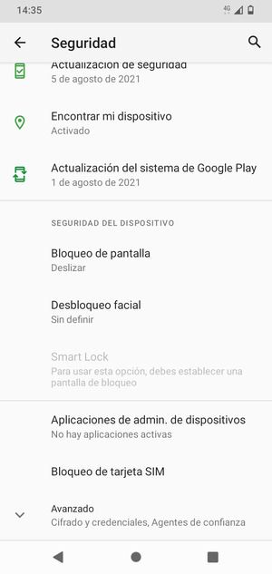 Desplácese y seleccione Bloqueo de tarjeta SIM