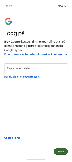 Skriv inn e-postadresse og velg Neste