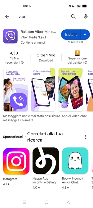 Seleziona l'applicazione