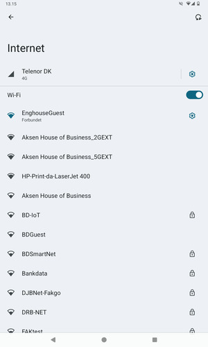 Du er nu tilsluttet Wi-Fi netværket