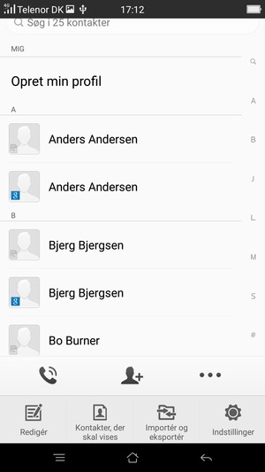 Vælg Importér og eksportér