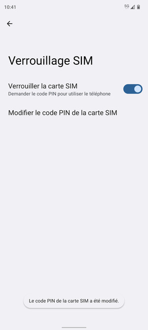 Votre code PIN de la carte SIM a été modifié