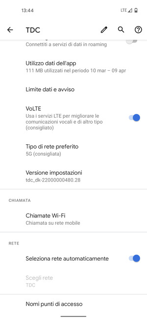 Seleziona Nomi punti di accesso
