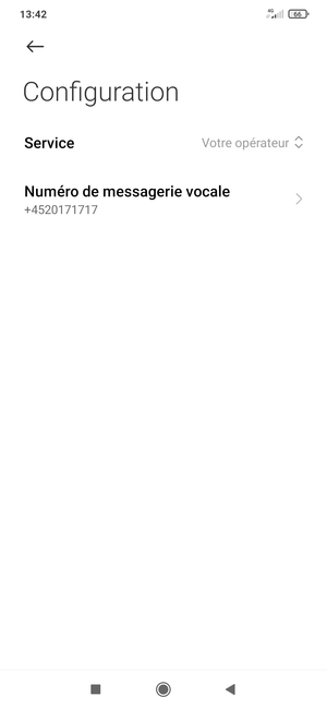 Sélectionnez Numéro de messagerie vocale