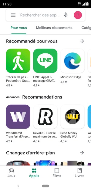 Sélectionnez la barre de Recherche