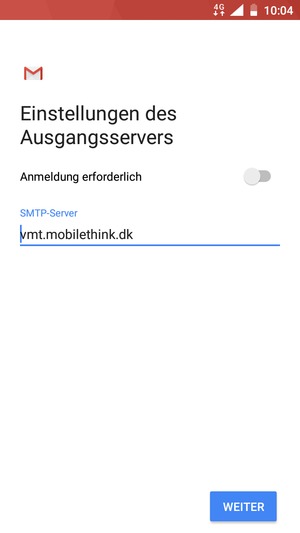 Schalten Sie Anmeldung erforderlich aus und wählen Sie WEITER