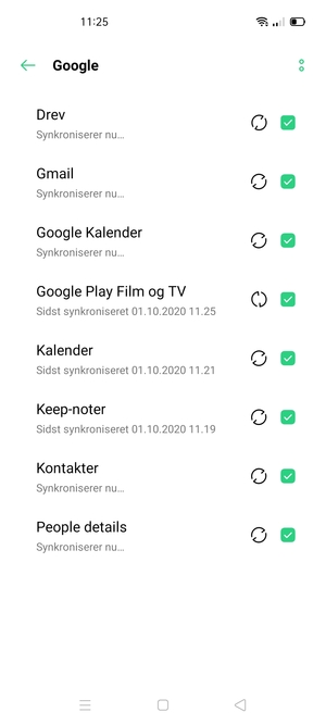 Dine oplysninger vil blive synkroniseret