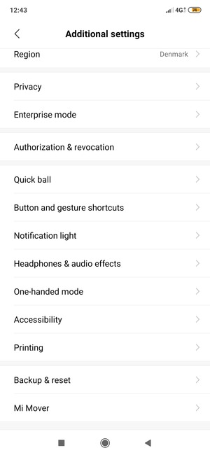 Scroll to and select Backup & reset