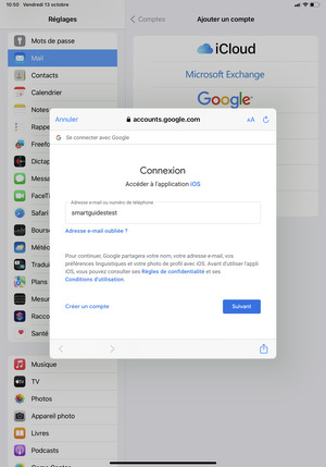 Saisissez votre Adresse e-mail et sélectionnez Suivant
