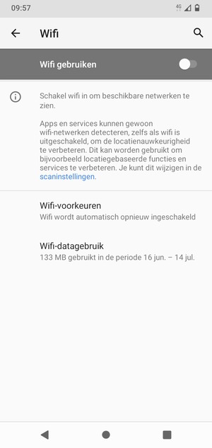 Schakel Wifi gebruiken in