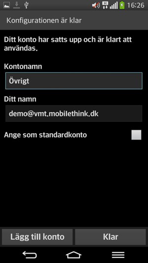 Ge ditt konto ett namn och ange ditt namn. Välj Klar