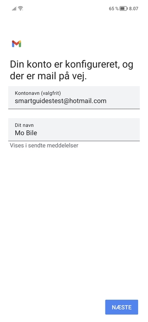 Giv din konto et navn og indtast dit navn. Vælg NÆSTE