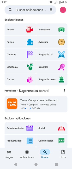 Seleccione la barra de Búsqueda