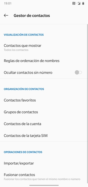 Seleccione Contactos de la tarjeta SIM