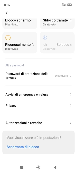 Scorri e seleziona Privacy