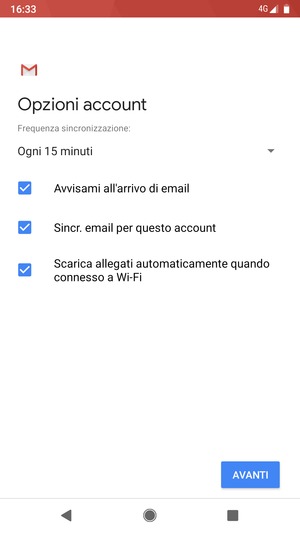 Seleziona AVANTI