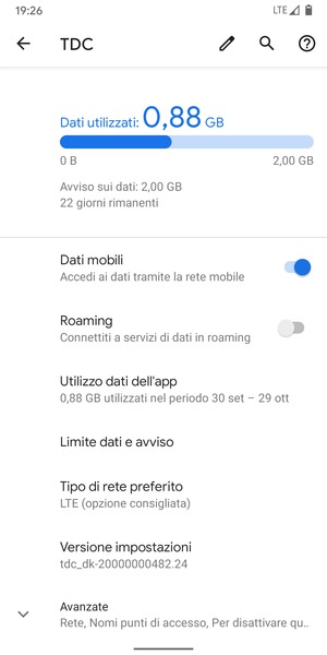 Scorri e seleziona Avanzate