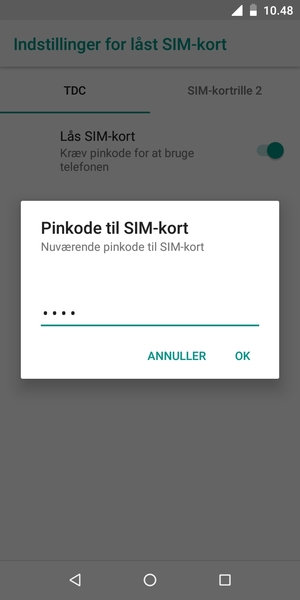 Indtast din Nuværende pinkode til SIM-kort og vælg OK