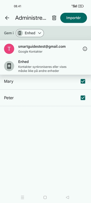 Vælg din Google konto