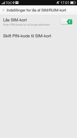 Aktiver Lås SIM-kort og vælg Skift PIN-kode til SIM-kort