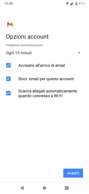 Seleziona AVANTI