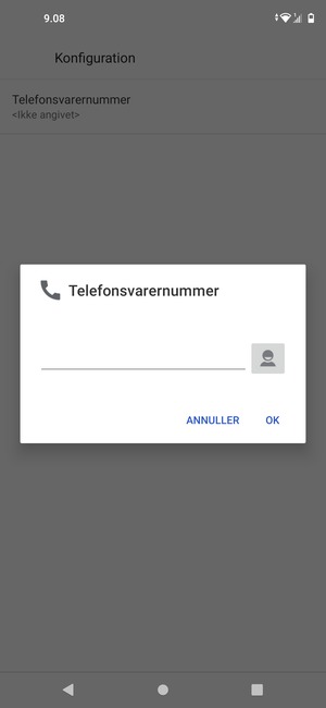 Indtast Telefonsvarernummer og vælg OK