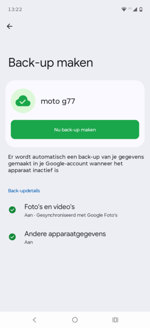 Selecteer Nu back-up maken