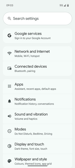 Select Network and Internet