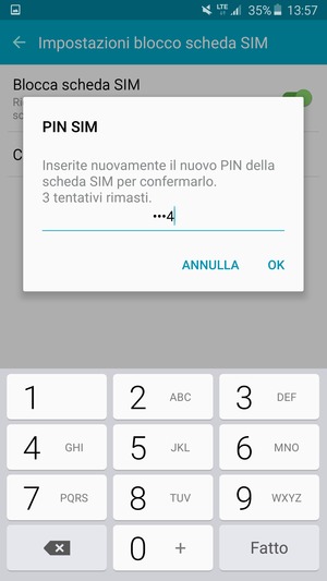 Conferma il nuovo PIN della scheda SIM e seleziona OK