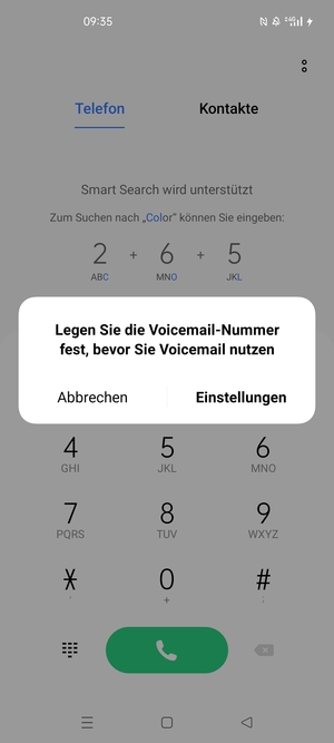 Falls Ihre Voicemail nicht eingerichtet ist, wählen Sie Einstellungen